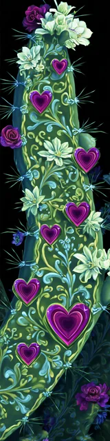 Free cactus bookmark featuring a single green cactus with hearts